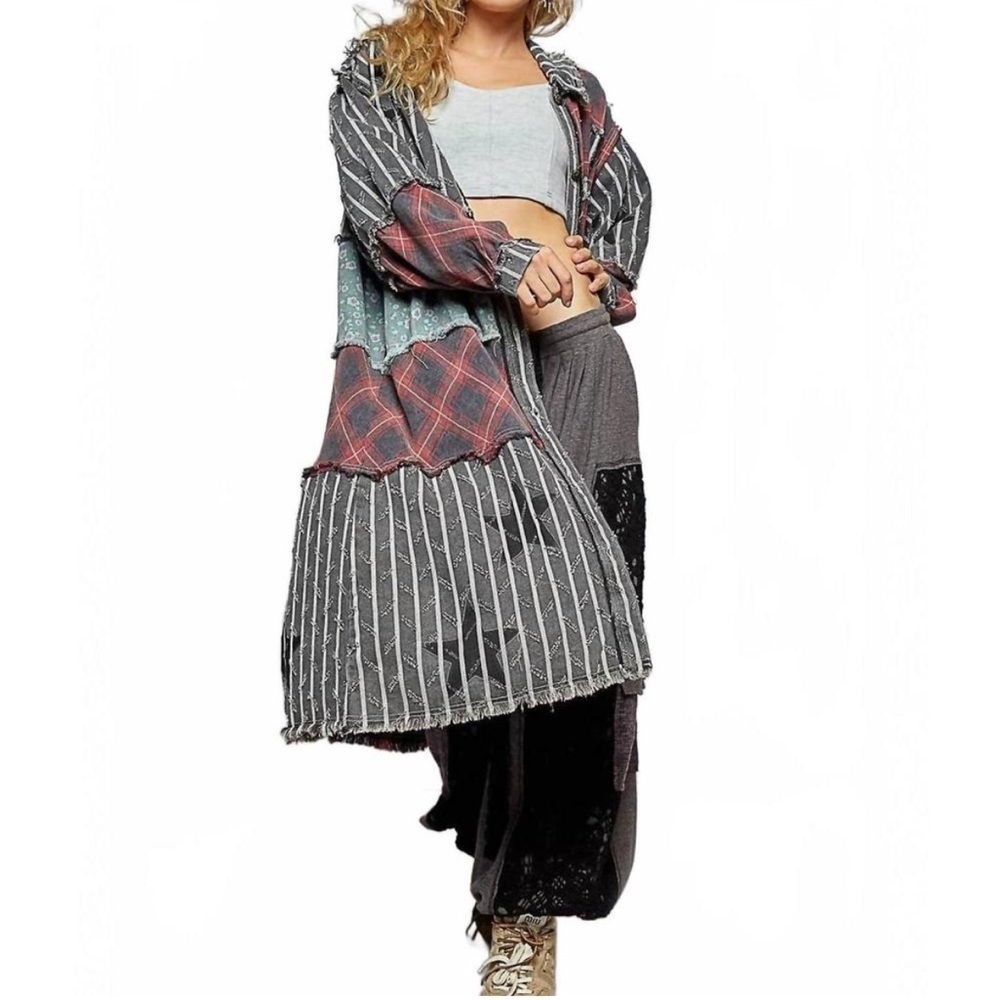 POL Patchwork Long Boho Jacket-Size Medium - Picture 2 of 9